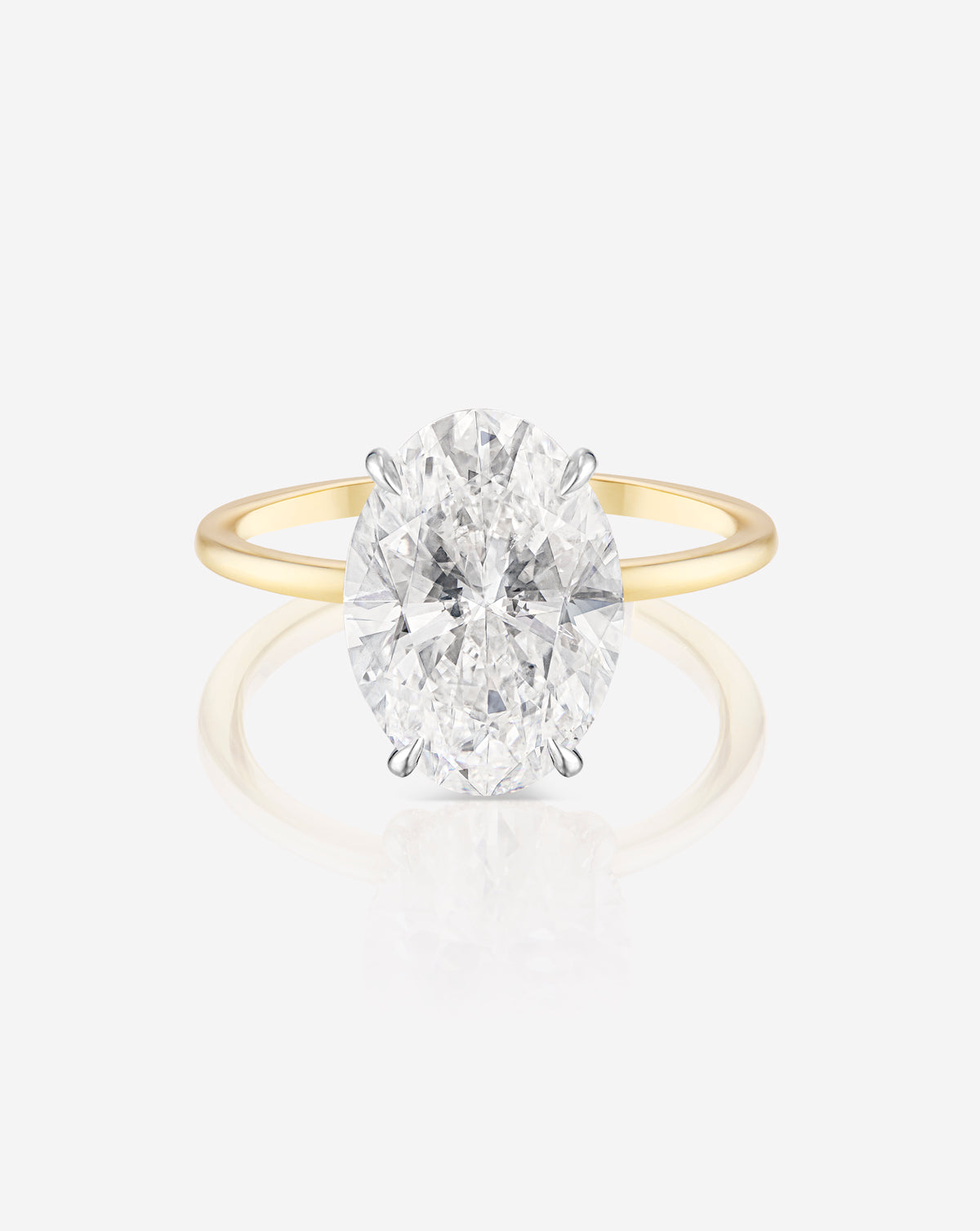 4.05 Oval in the Whisper Thin® with Hidden Halo  Lab Grown Diamond Ring 14K Yellow Gold with Platinum Prongs