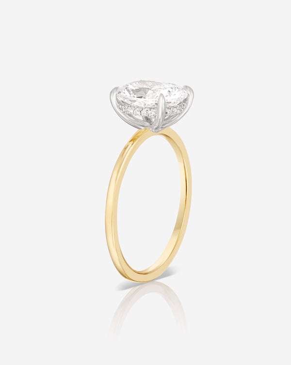 2.02 Cushion Modified Brilliant in the Whisper Thin® with Hidden Halo  Lab Grown Diamond Ring 14K Yellow Gold with Platinum Prongs