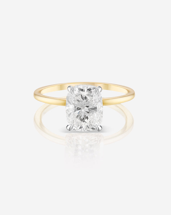 2.02 Cushion Modified Brilliant in the Whisper Thin® with Hidden Halo  Lab Grown Diamond Ring 14K Yellow Gold with Platinum Prongs