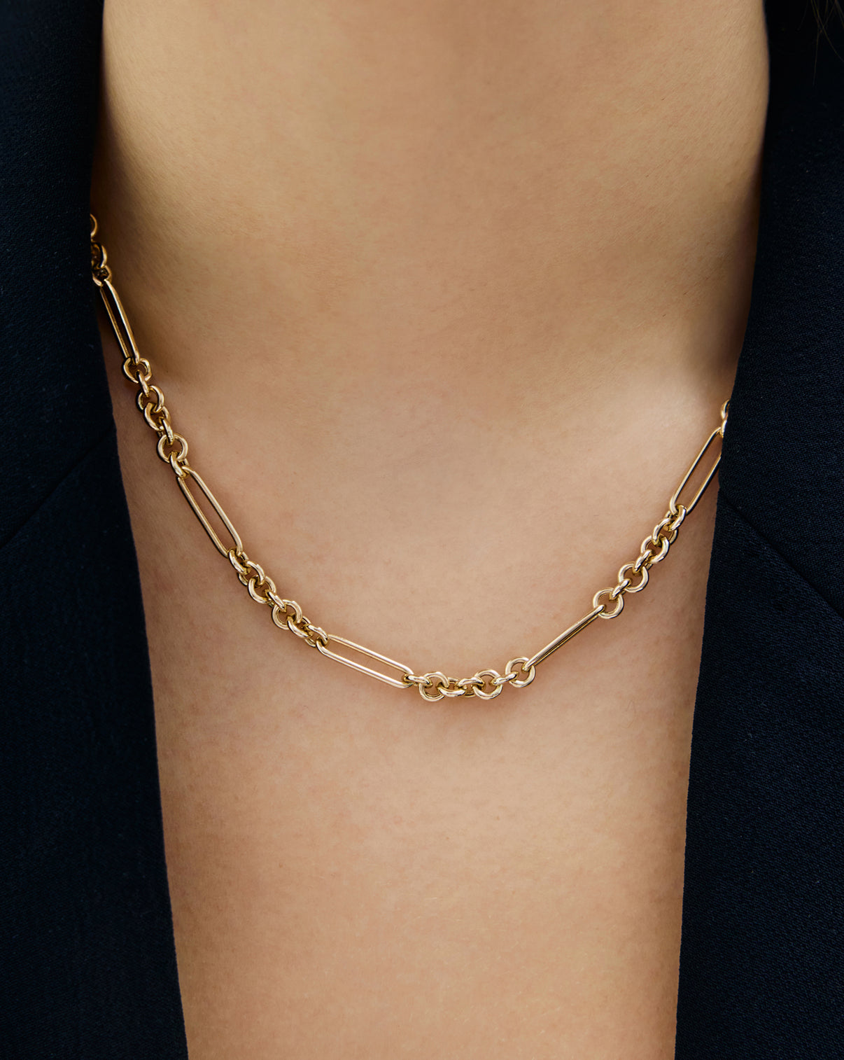 Mixed Link Chain Necklace styled solo on model