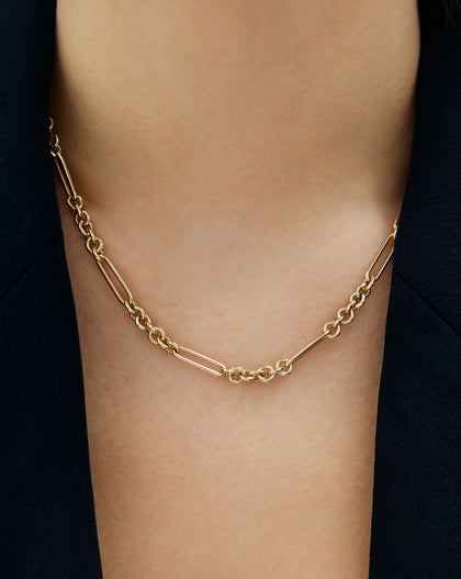 Mixed Link Chain Necklace styled solo on model