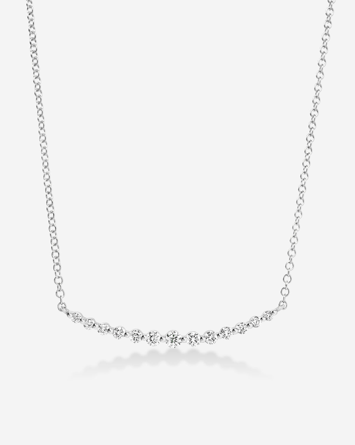 Ring Concierge Necklaces 14k White Gold Graduated Single Prong Diamond Necklace