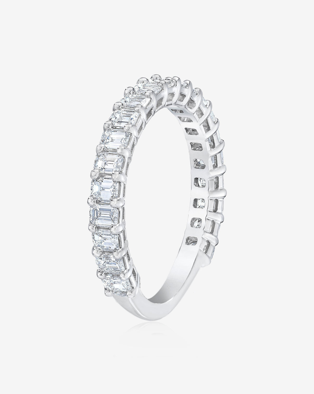 Emerald 3/4 Diamond Band Platinum standing still