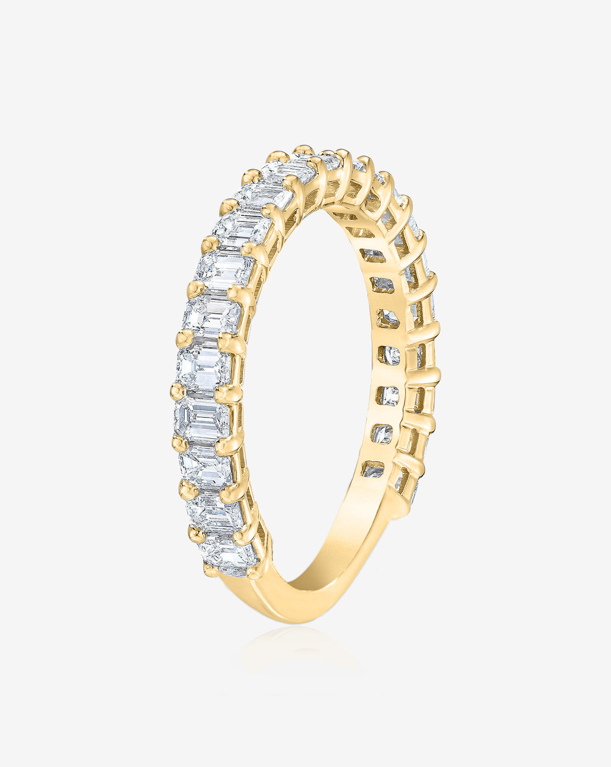 Emerald 3/4 Diamond Band 14k Yellow Gold side angle