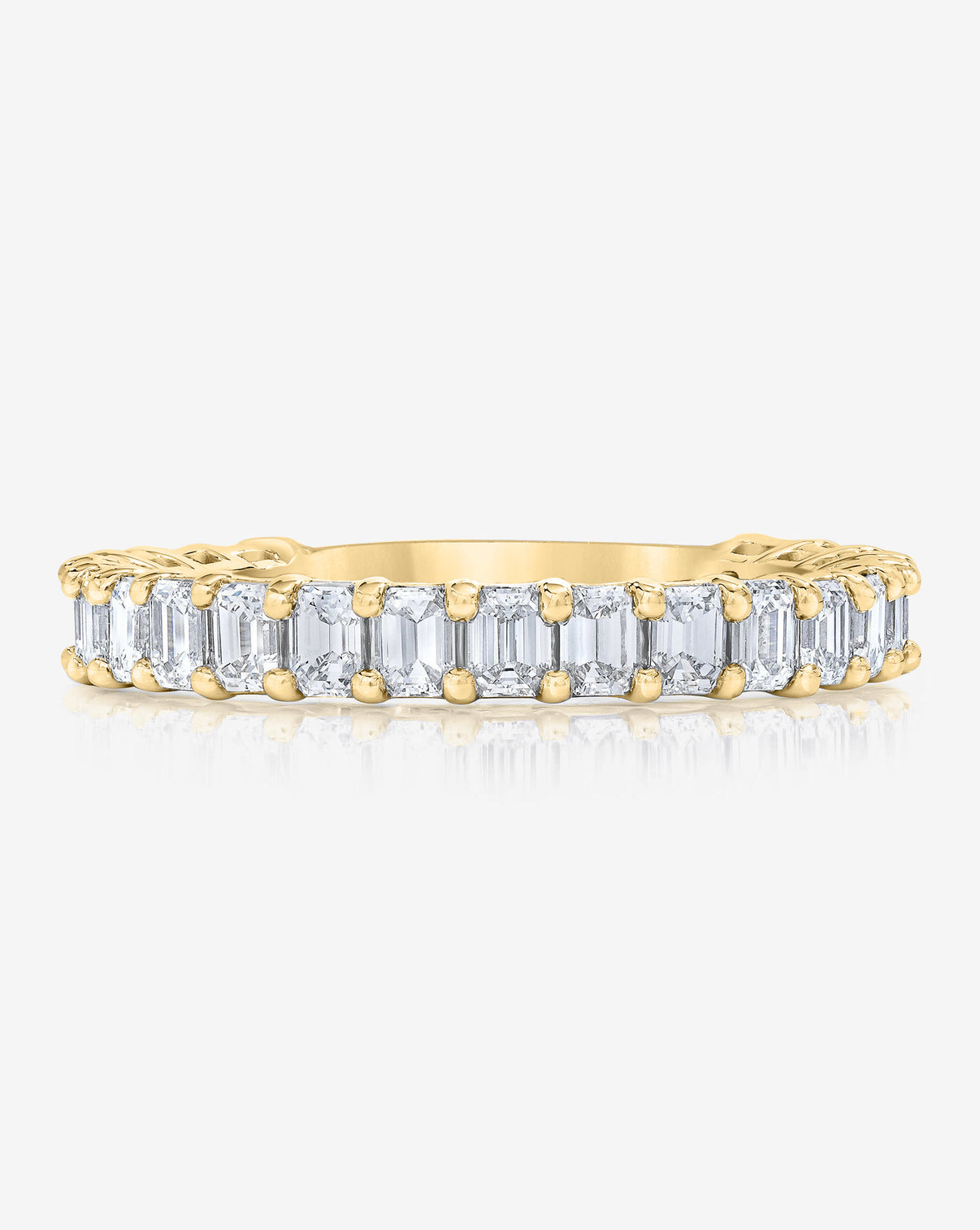 Emerald 3/4 Diamond Band 14k Yellow Gold