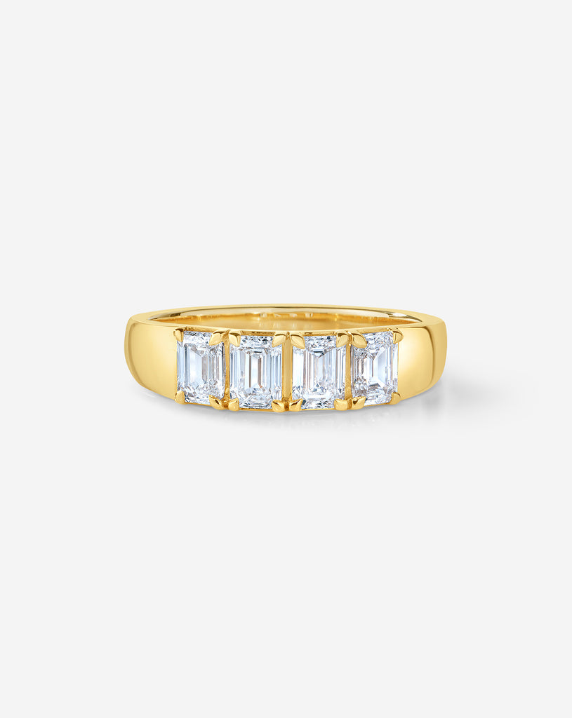 4 Emerald Diamond Wedding Band