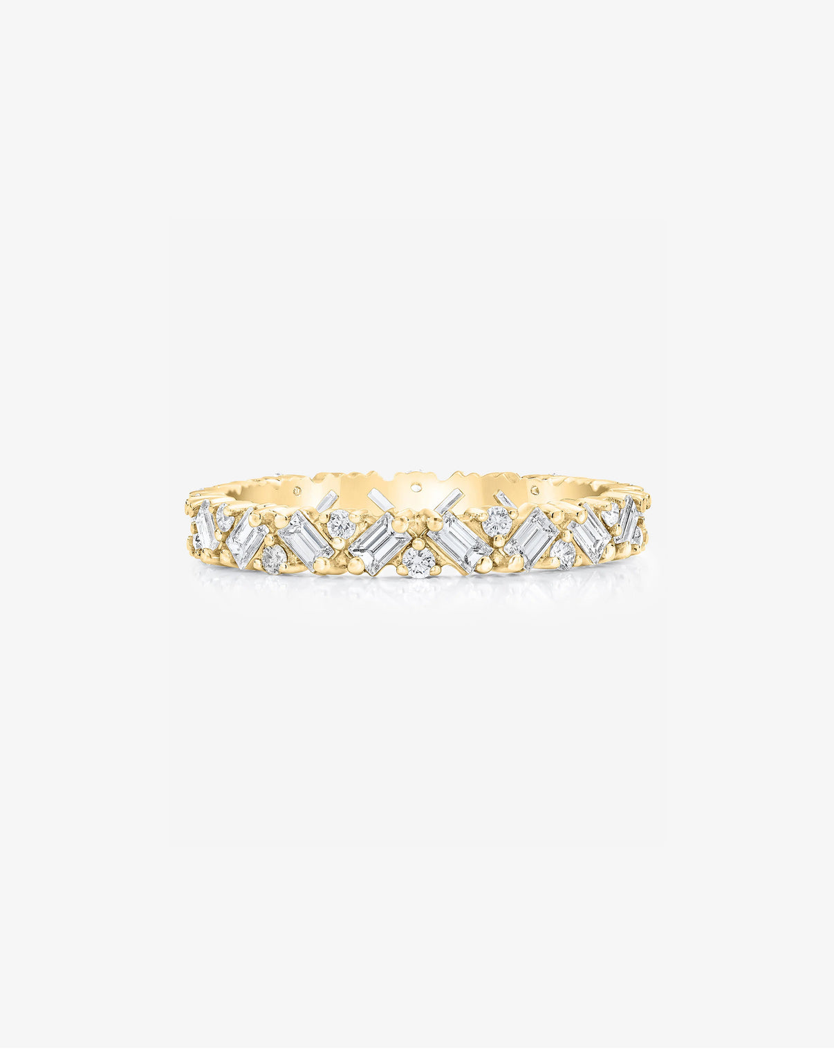 Ring Concierge Baguette Cluster Eternity Band 14k Yellow Gold flat lay image