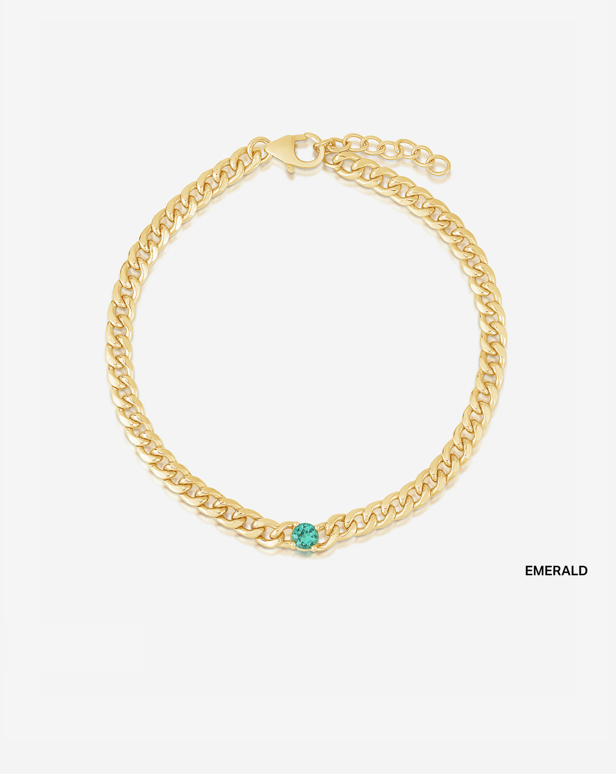 Single-Stone Personalized Curb Chain Birthstone Bracelet in 14K Yellow Gold