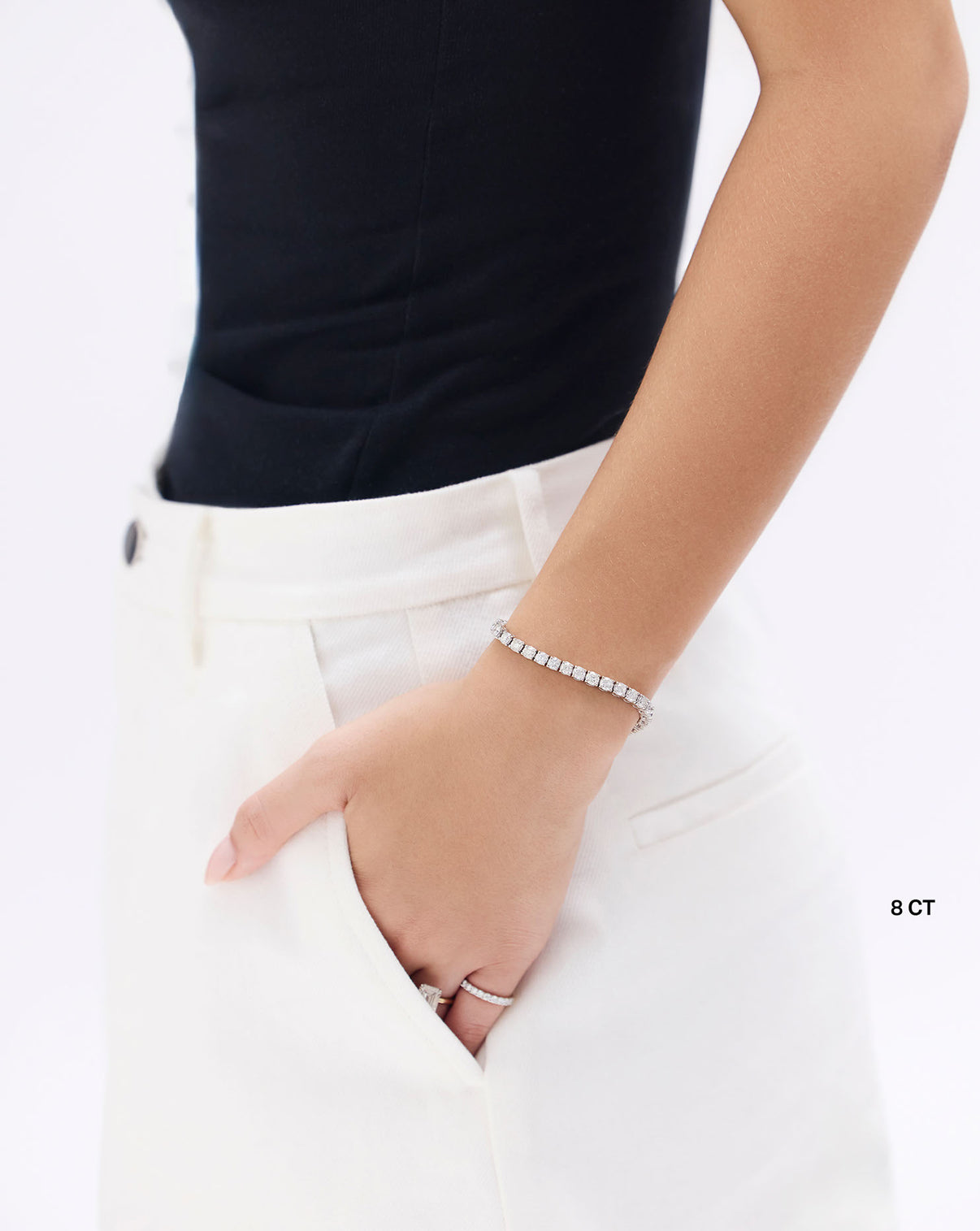 Classic diamond tennis bracelet worn on wrist showcasing elegant sparkle and comfortable fit GLOBAL