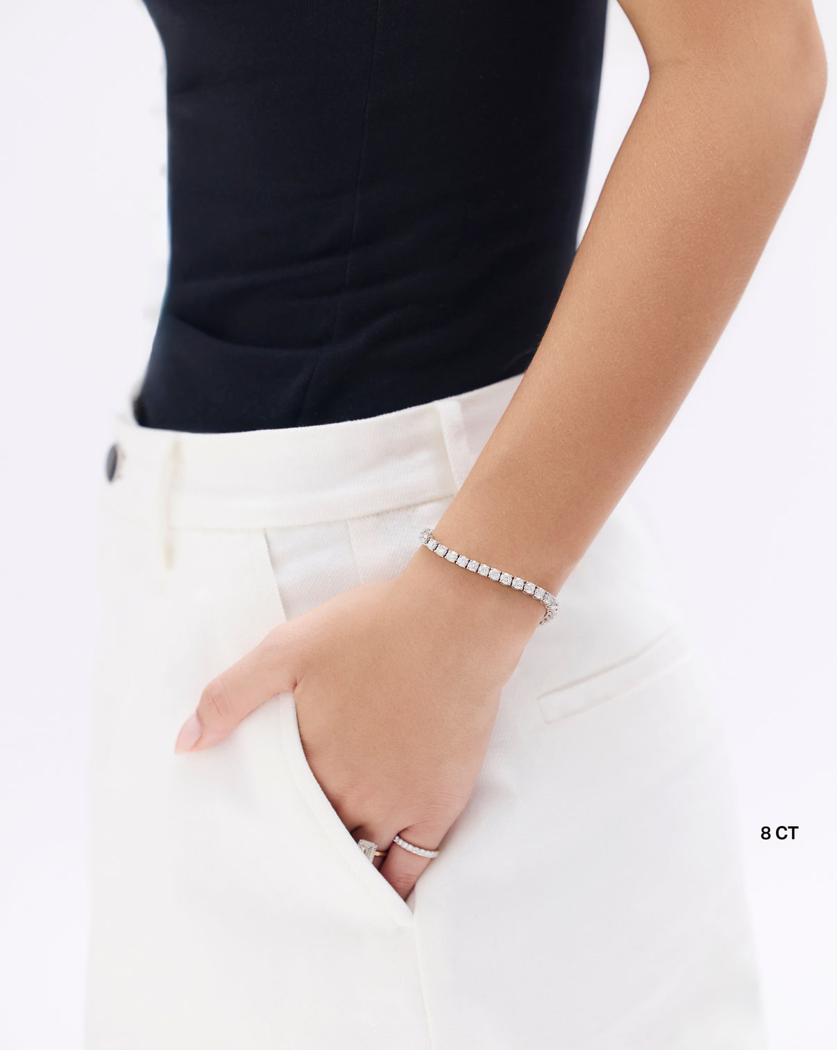 Classic diamond tennis bracelet worn on wrist showcasing elegant sparkle and comfortable fit GLOBAL