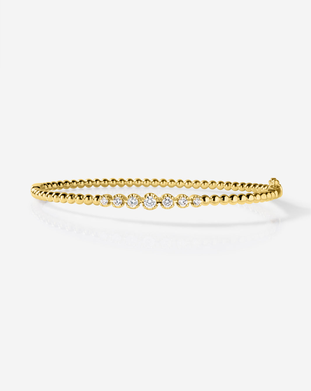 Ball Diamond Cluster Bangle in 14k solid gold featuring natural diamonds with bezel setting detail