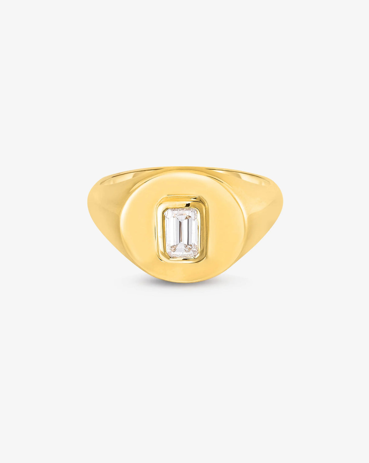 Ring Concierge Rings Emerald / 14k Yellow Gold Diamond Signet Pinky Ring - flat image