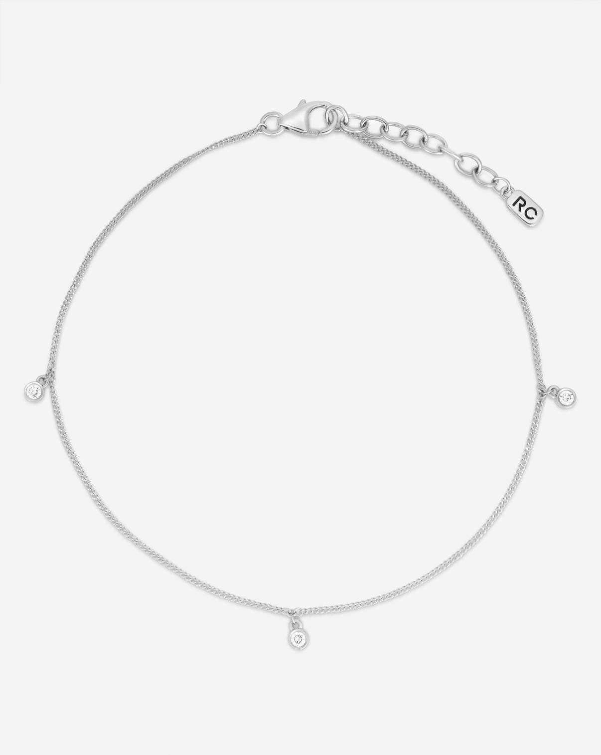 Diamond Drop Anklet in white gold