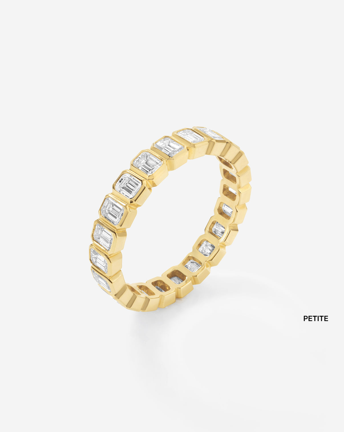 Diamond Emerald Bezel Band in 14k Yellow Gold side view 