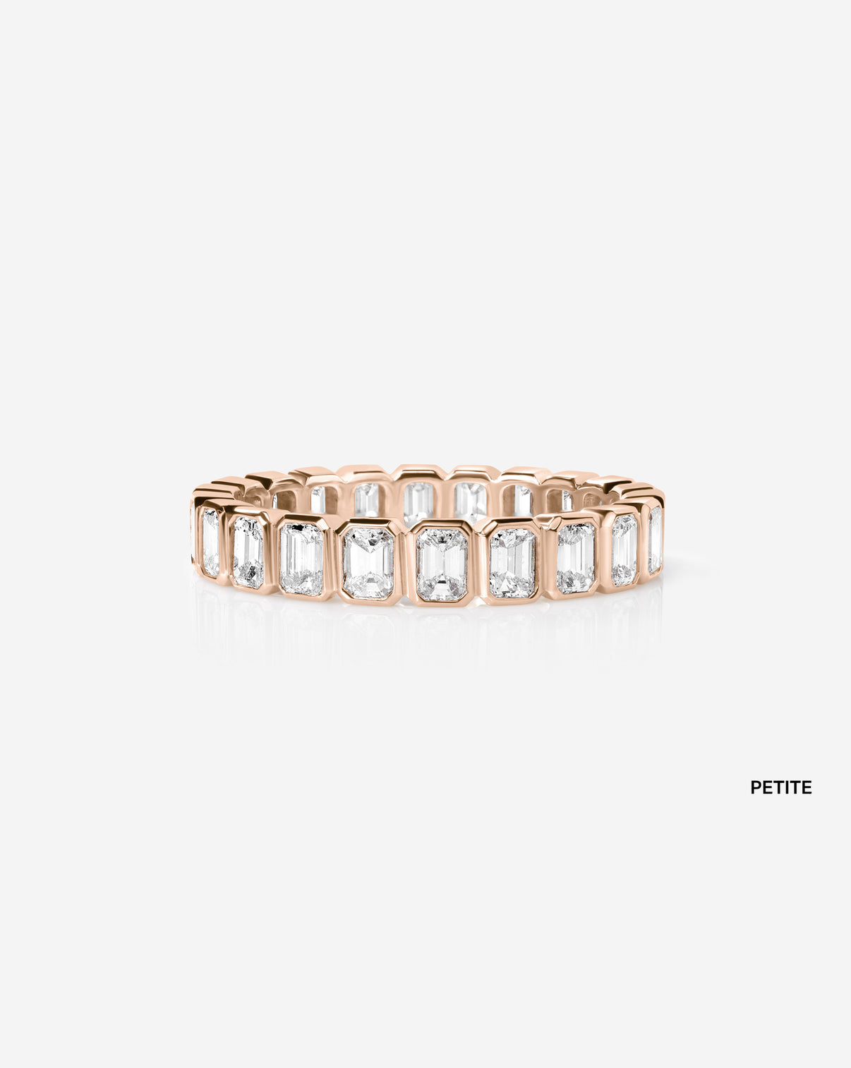 Lab Diamond Emerald Bezel Band in 14k Rose Gold 