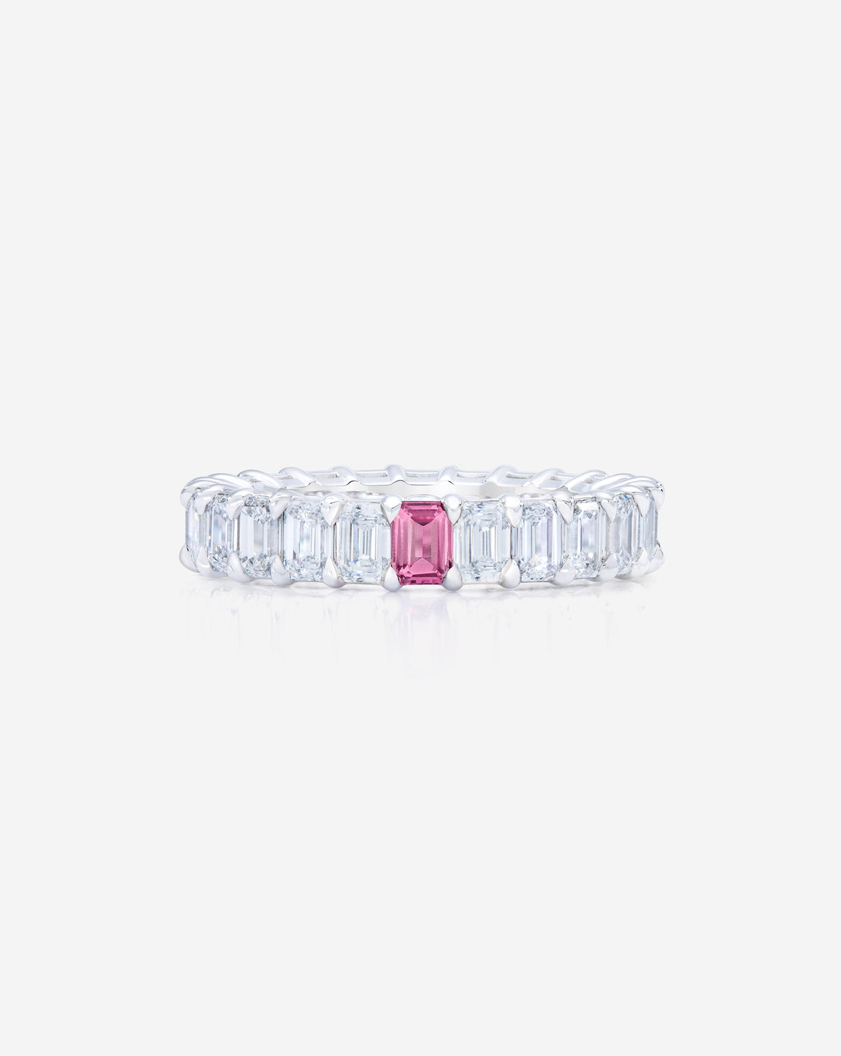 Emerald Diamond and Birthstone Eternity Band in Platinum with 1 colored stone