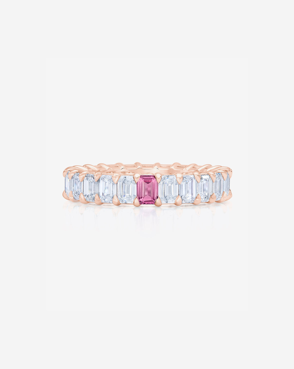 Emerald Diamond and Birthstone Eternity Band in 14K Rose Gold with 1 colored stone