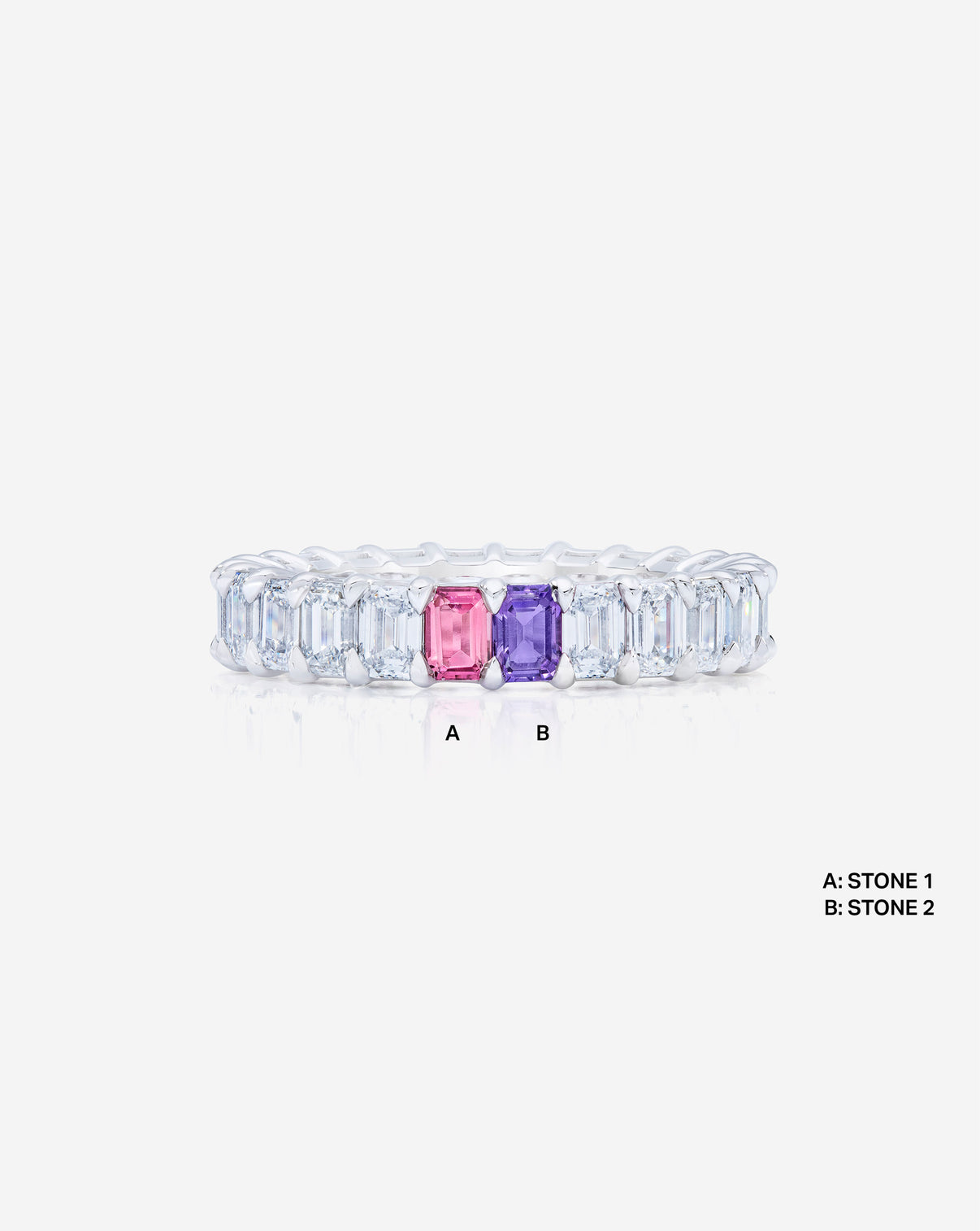 Emerald Diamond and Birthstone Eternity Band in Platinum with 2 colored stones