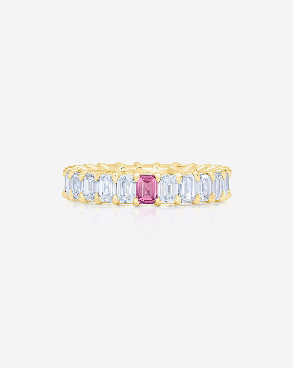 Emerald Diamond and Birthstone Eternity Band in 14K Yellow Gold with 1 colored stone 