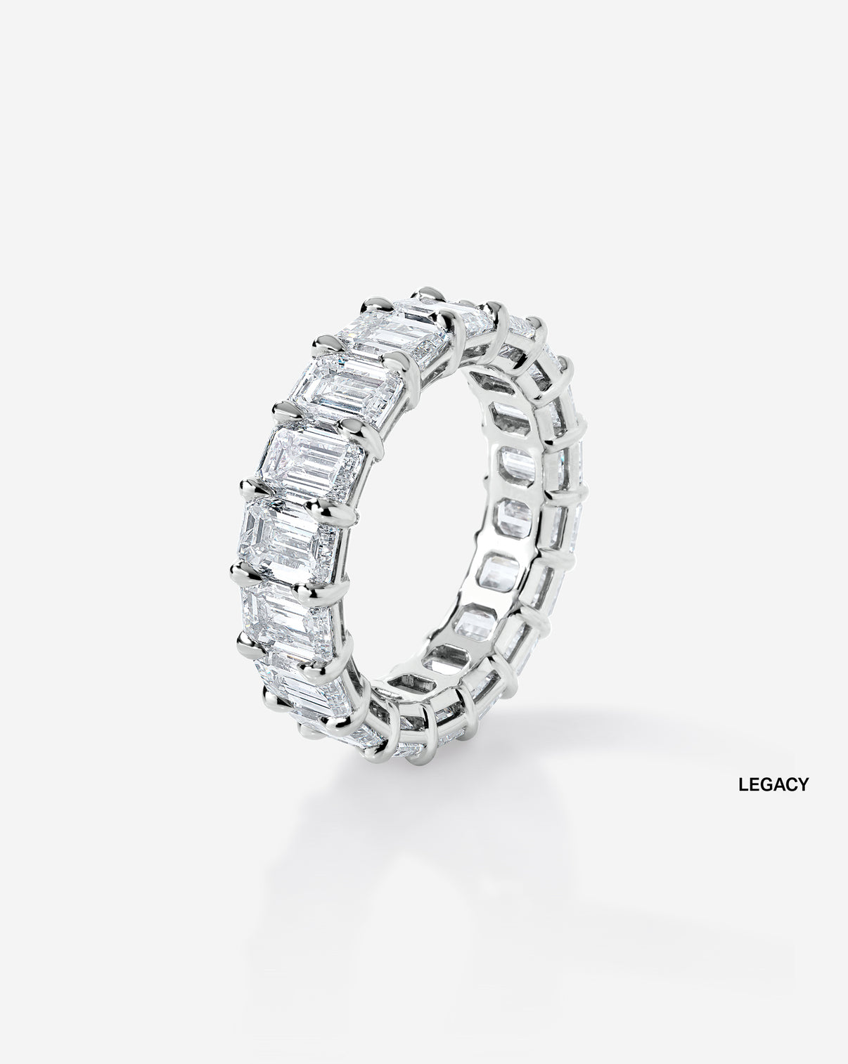 Bridal Wedding Bands Platinum Emerald Diamond Eternity Band side view legacy