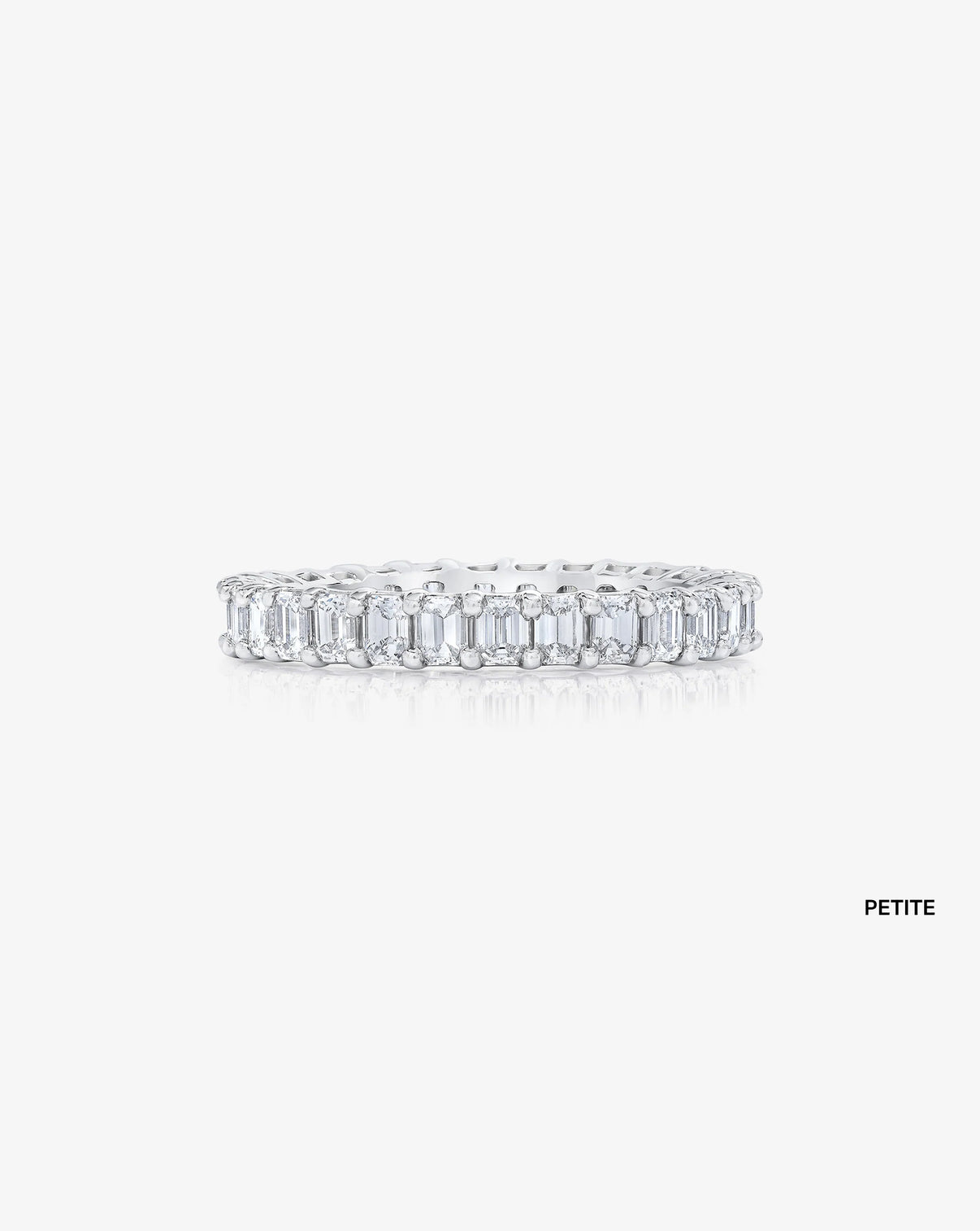Bridal Wedding Bands Platinum Emerald Diamond Eternity Band front view petite