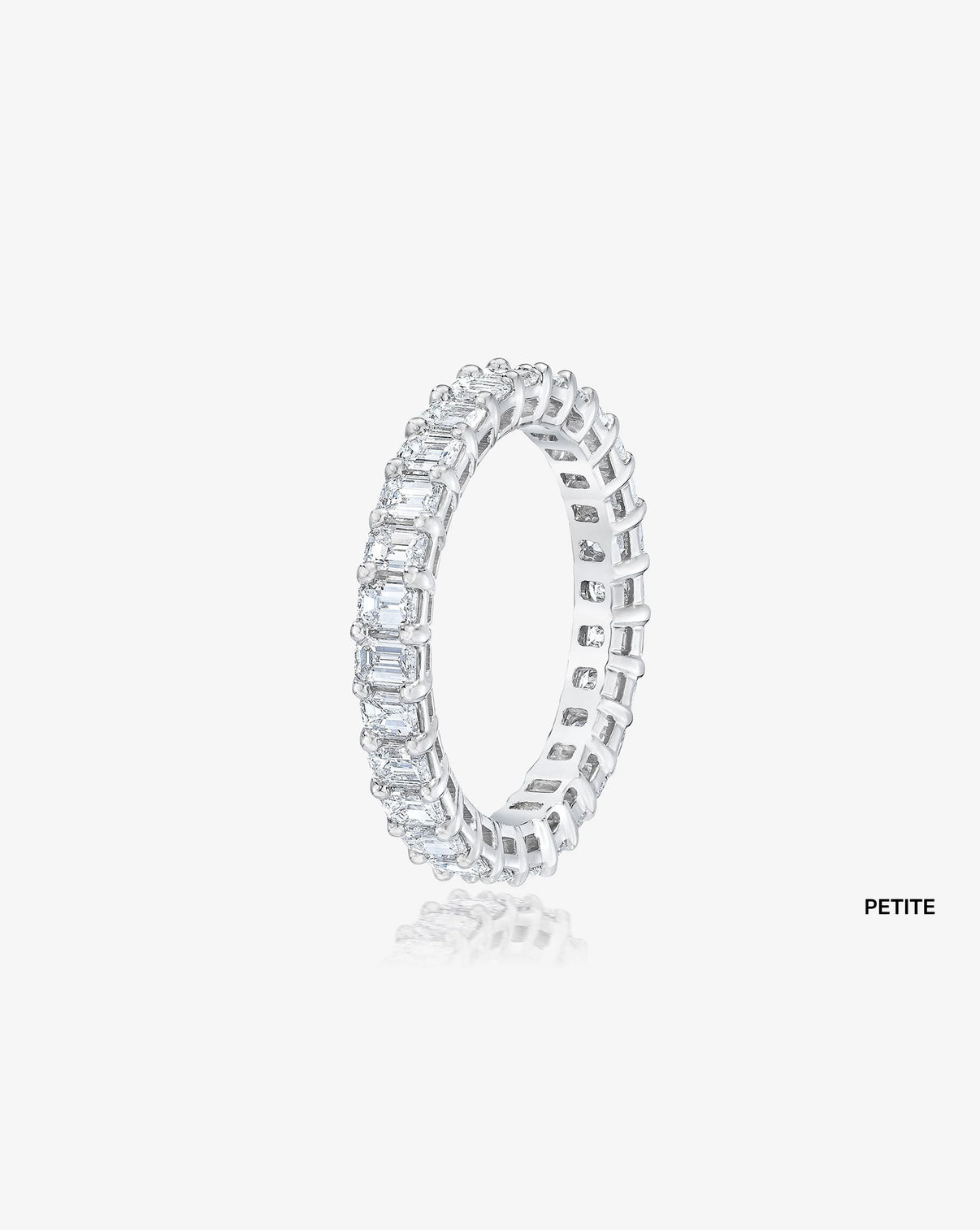 Bridal Wedding Bands Platinum Emerald Diamond Eternity Band side view petite