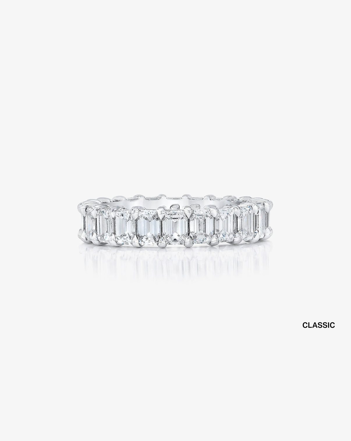 Bridal Wedding Bands Platinum Emerald Diamond Eternity Band front view classic