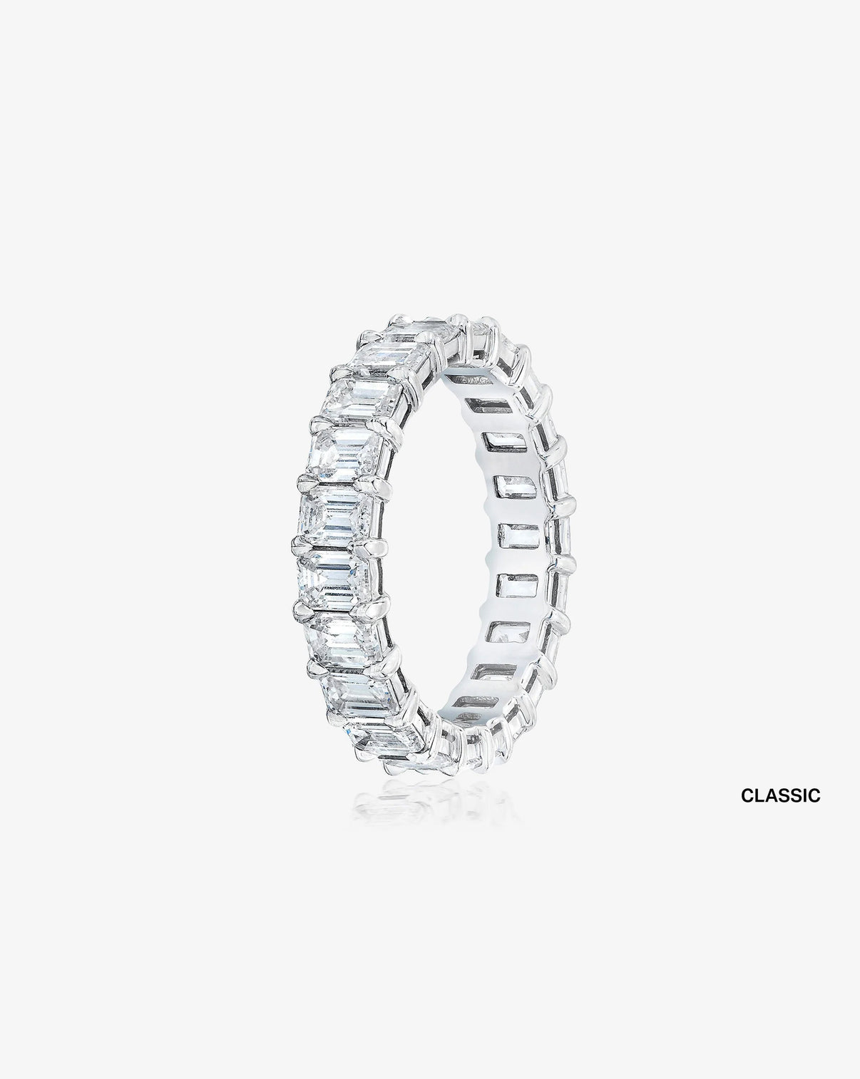 Bridal Wedding Bands Platinum Emerald Diamond Eternity Band side view classic