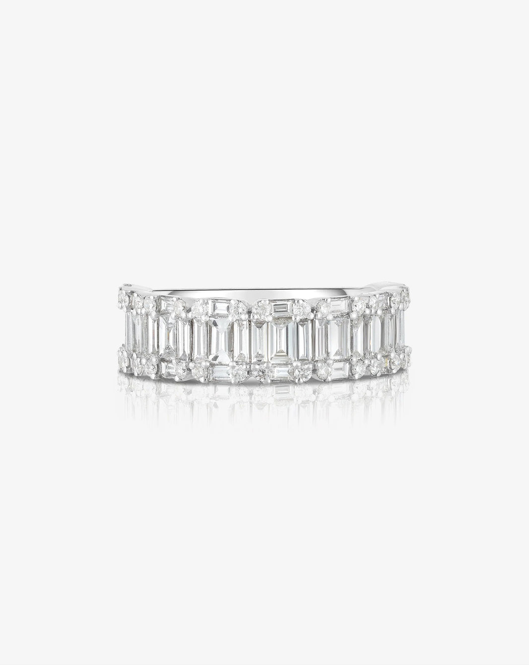 Flat lay of Ring Concierge 14k White Gold 3/4 Emerald Illusion Ring