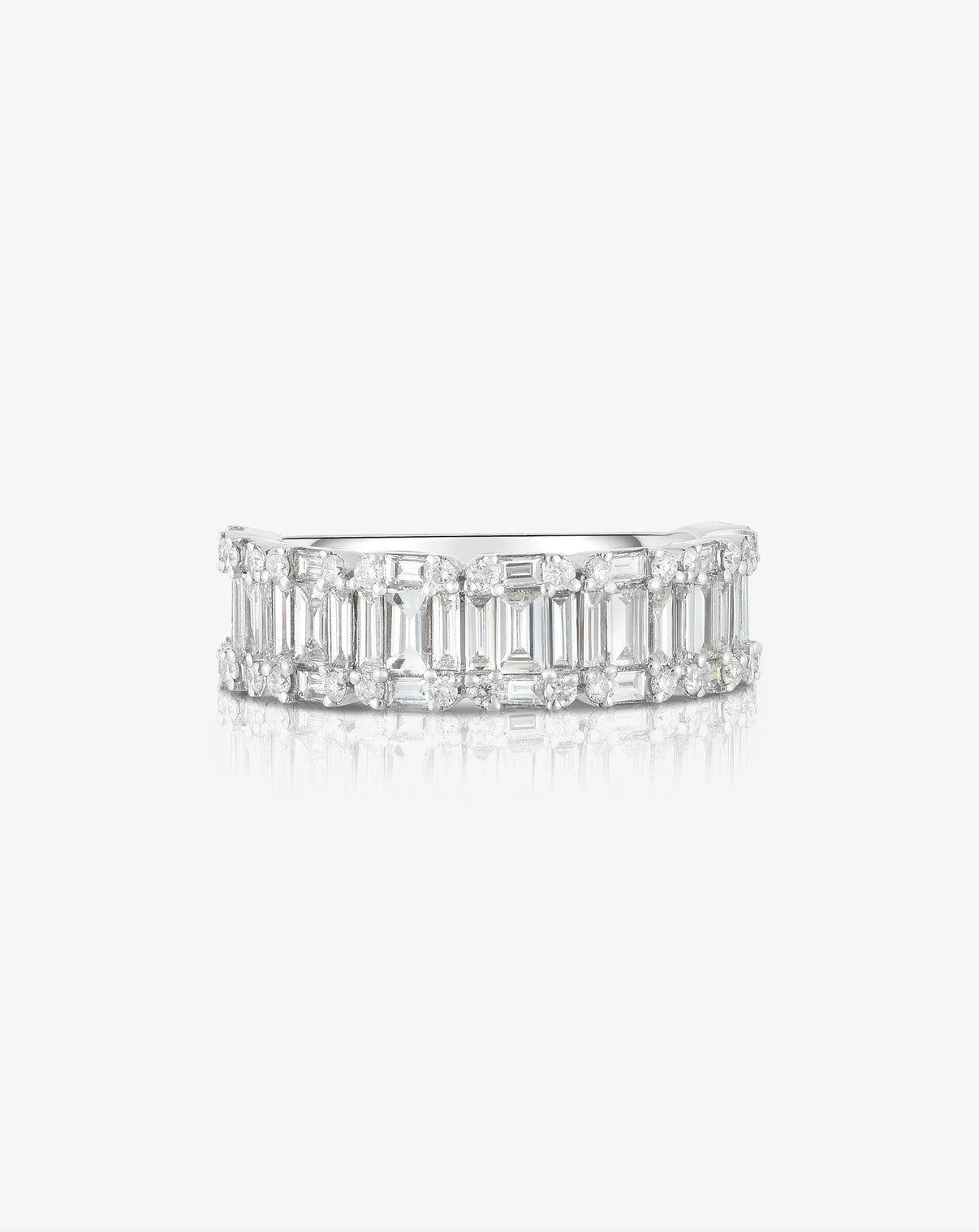 Flat lay of Ring Concierge 14k White Gold 3/4 Emerald Illusion Ring