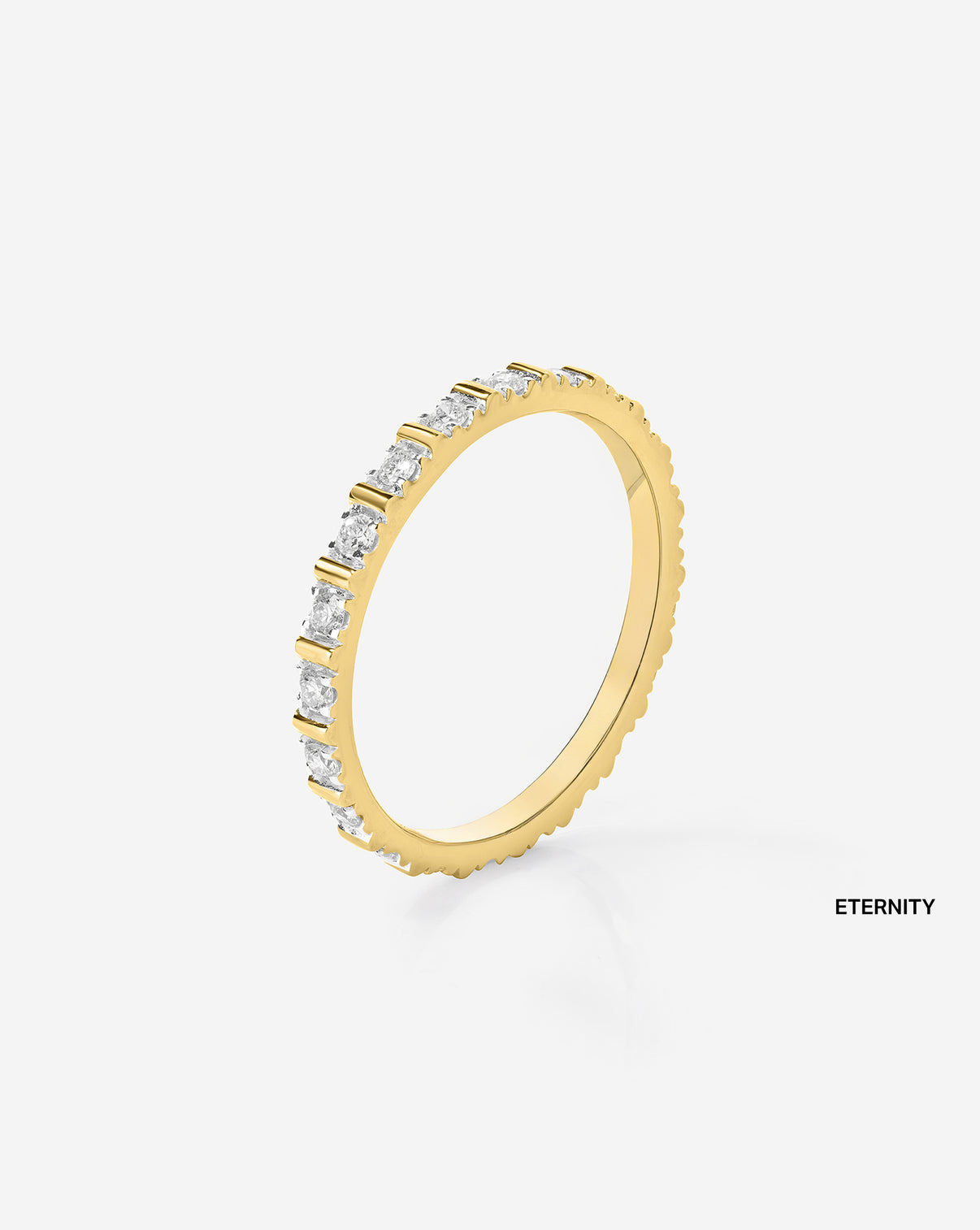 Fluted Diamond Ring in 14K Yellow Gold Eternity side view