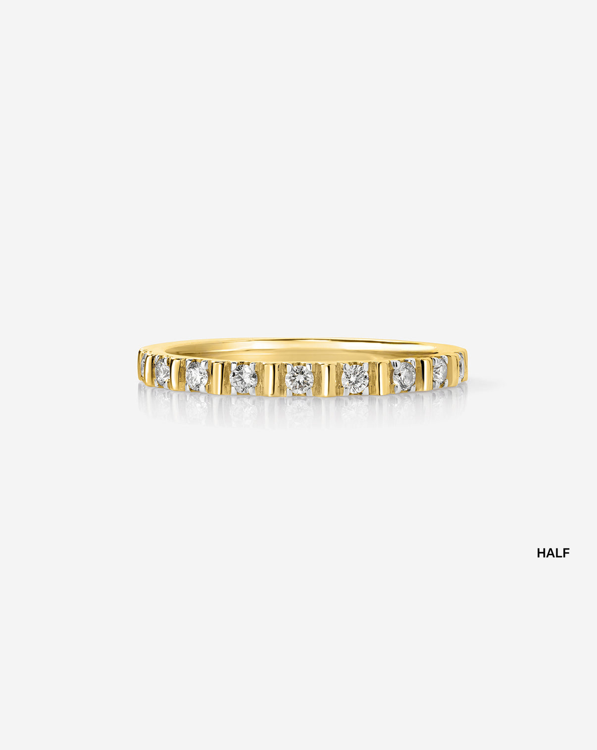 Fluted Diamond Ring in 14K Yellow Gold half