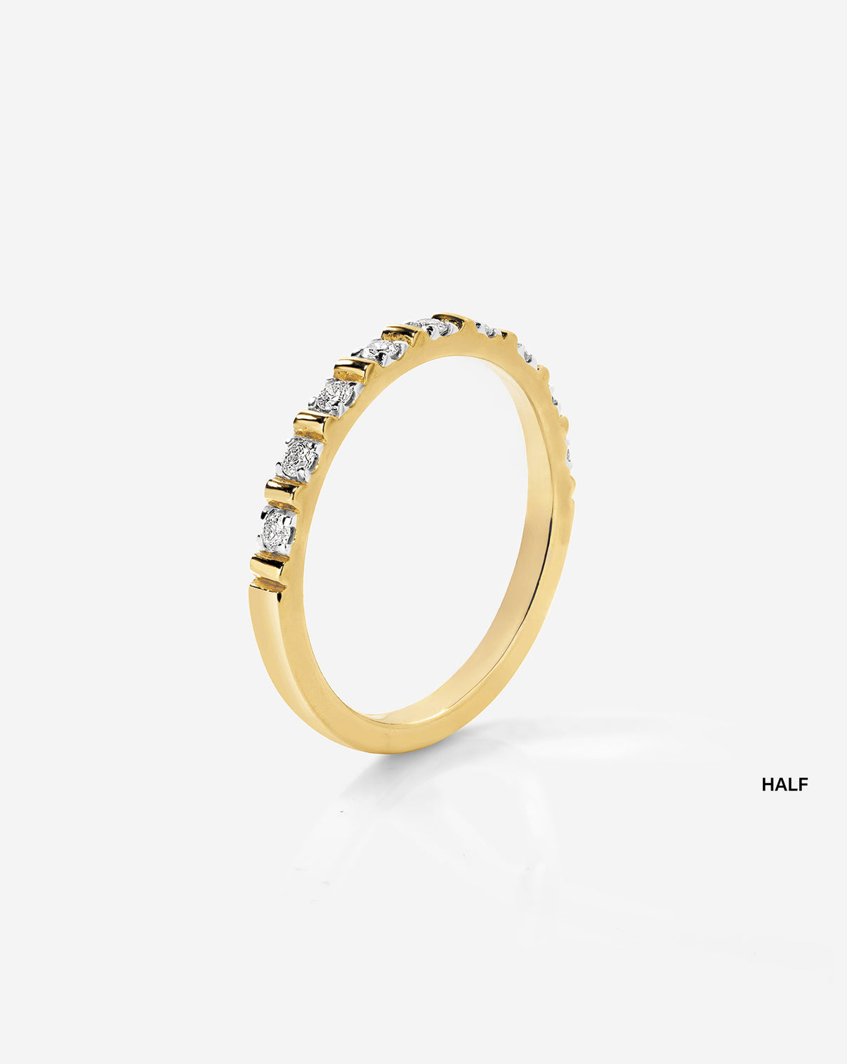 Fluted Diamond Ring in 14K Yellow Gold half side view 