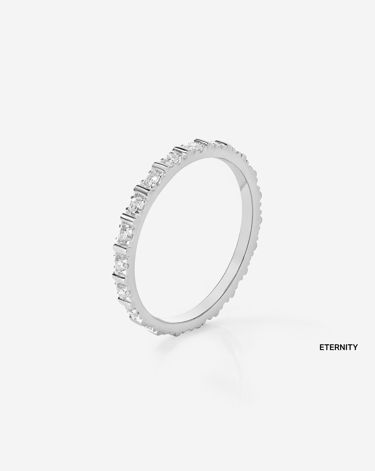 Fluted Diamond Ring in 14K white Gold eternity side view