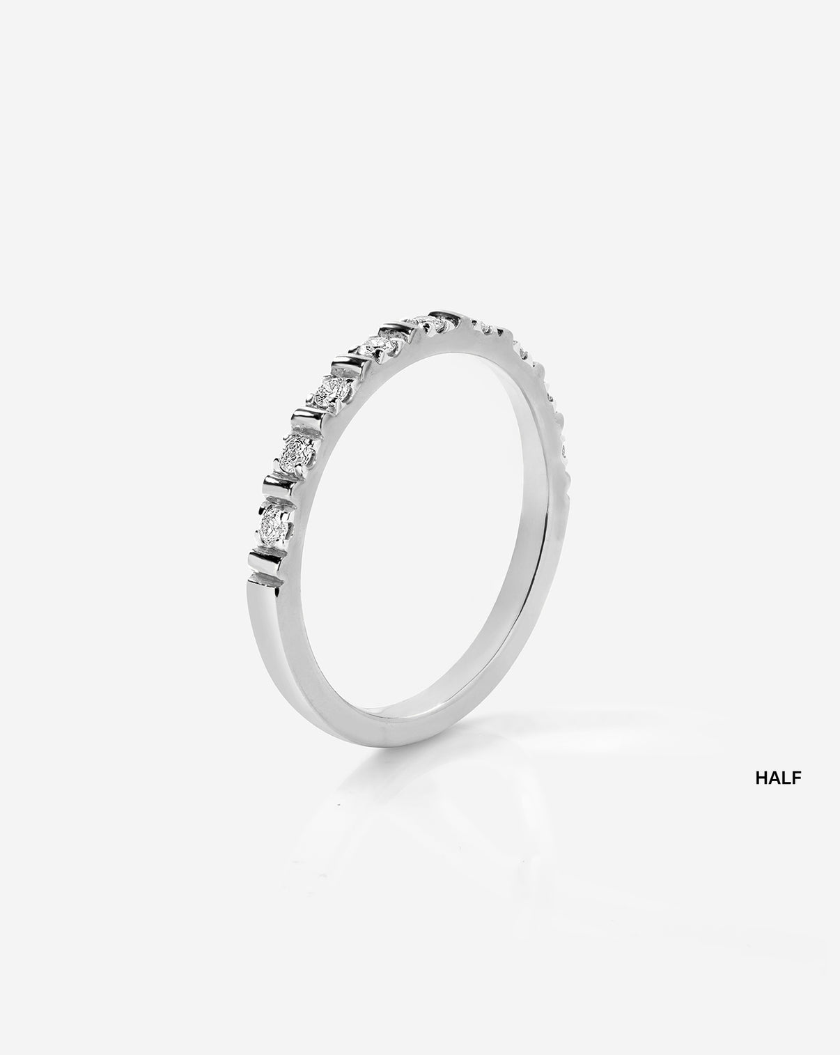 Fluted Diamond Ring in 14K white Gold half side view