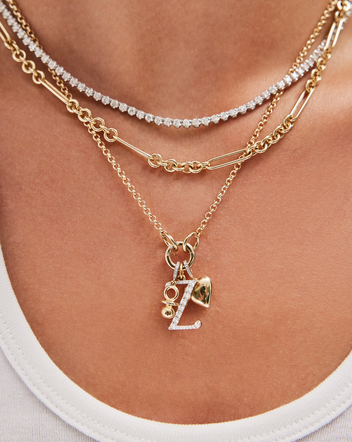 Chain with enhancer and charms on-model global