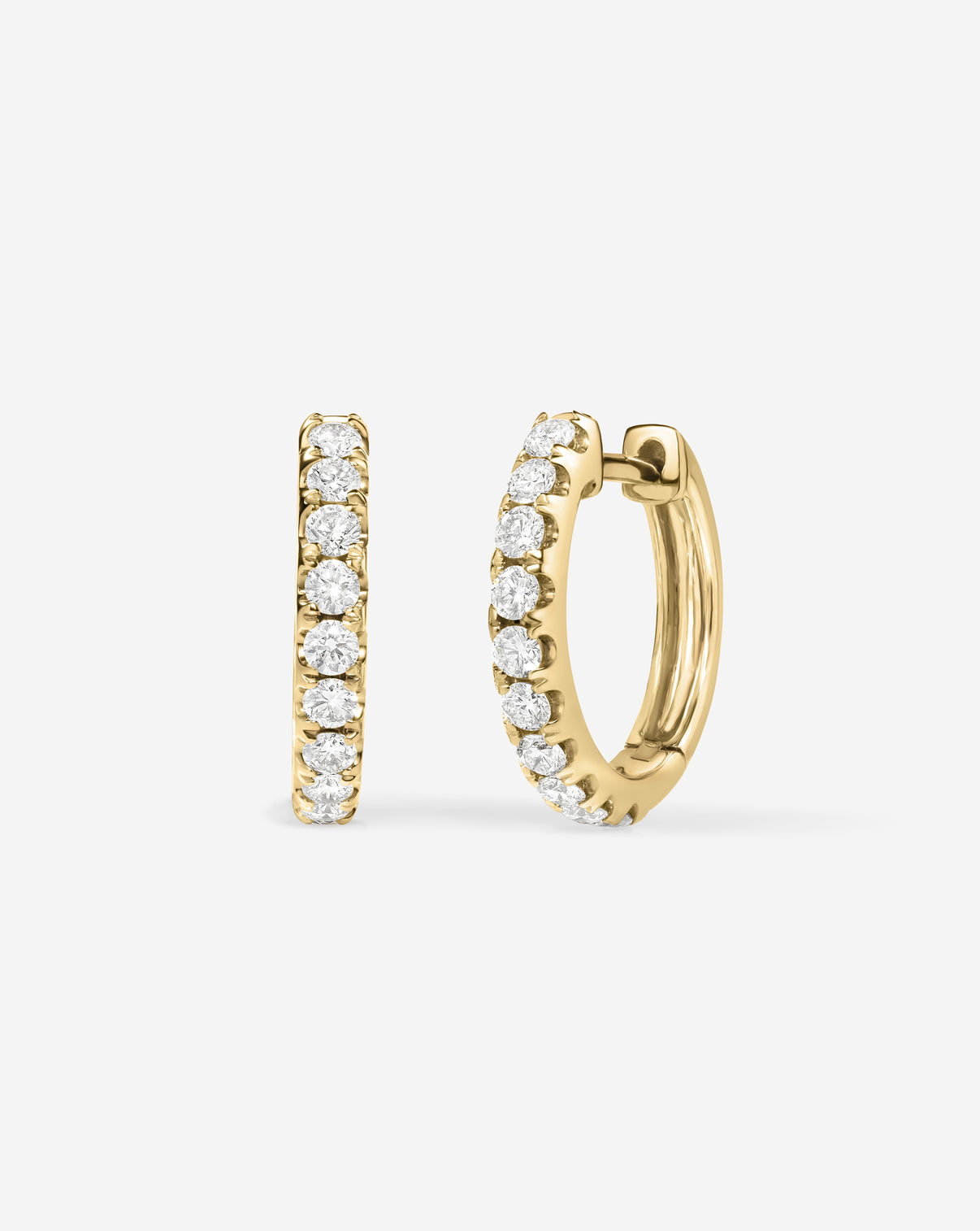 Ring Concierge Jumbo Diamond Huggies Earrings 14K Yellow Gold 