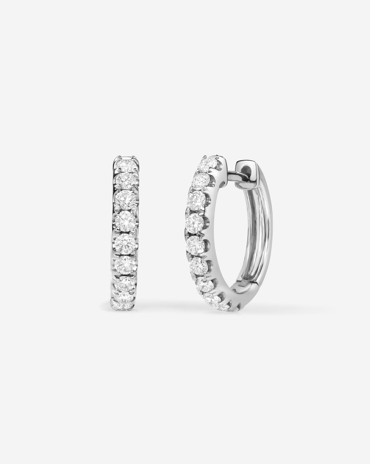 Ring Concierge Jumbo Diamond Huggies Earrings 14K White Gold 