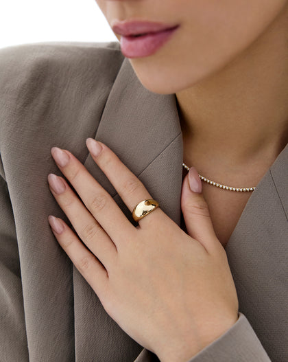 14k yellow gold jumbo gold cloud ring shown on model