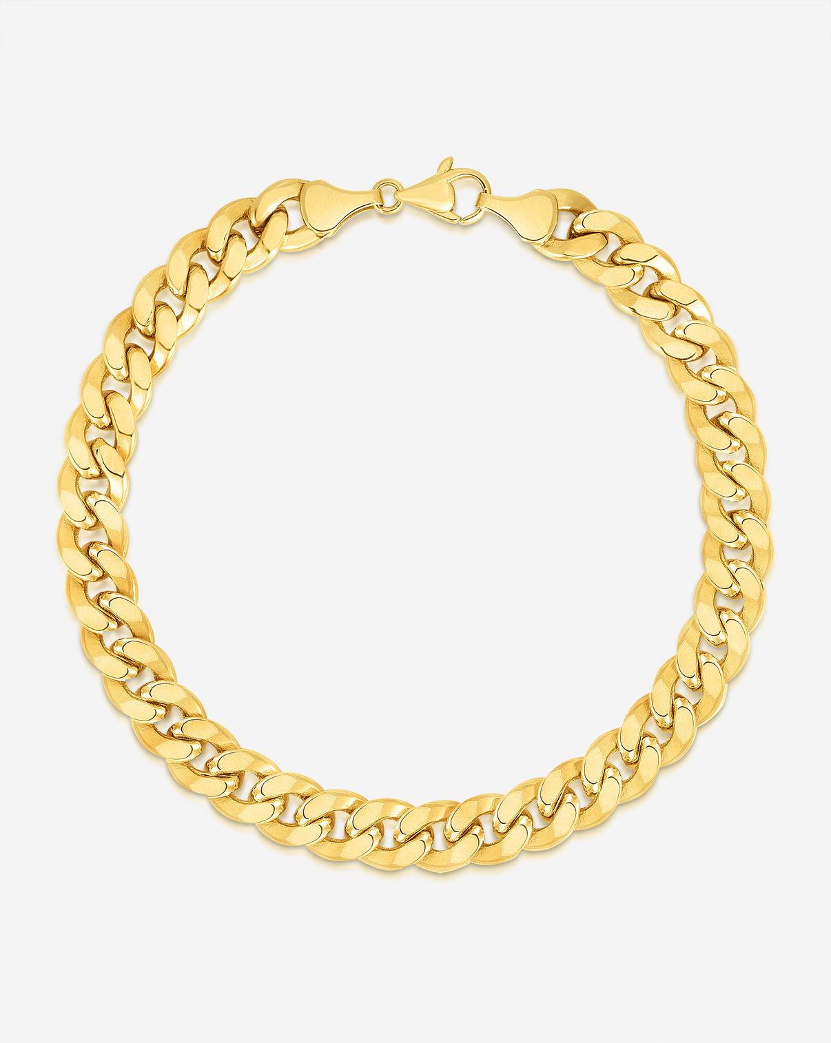 Flat Diamond Cut Curb Chain Anklet in yellow gold