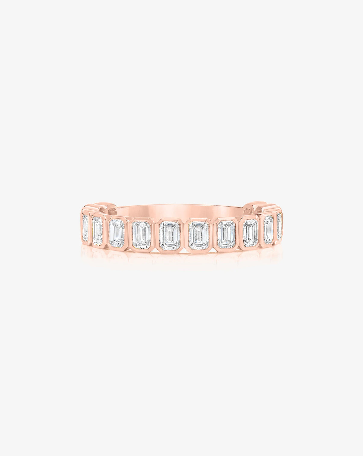 Emerald Bezel Eternity Band in 3/4 diamond coverage in 14k Rose Gold