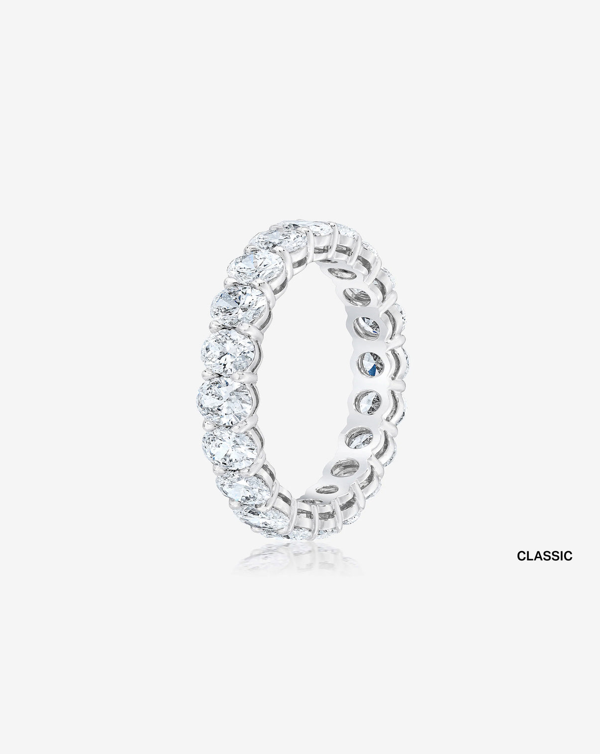 side view of  classic oval eternity band platinum