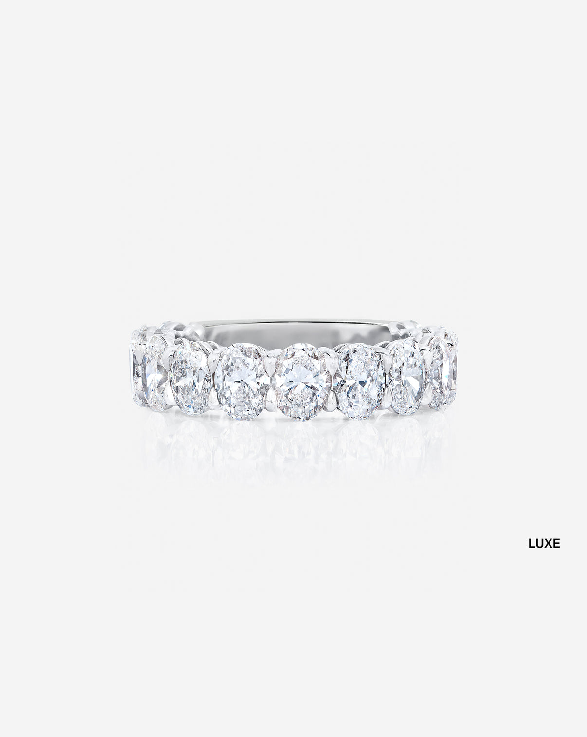 Bridal Wedding Bands Petite Oval Diamond 3/4 Band Platinum Luxe
