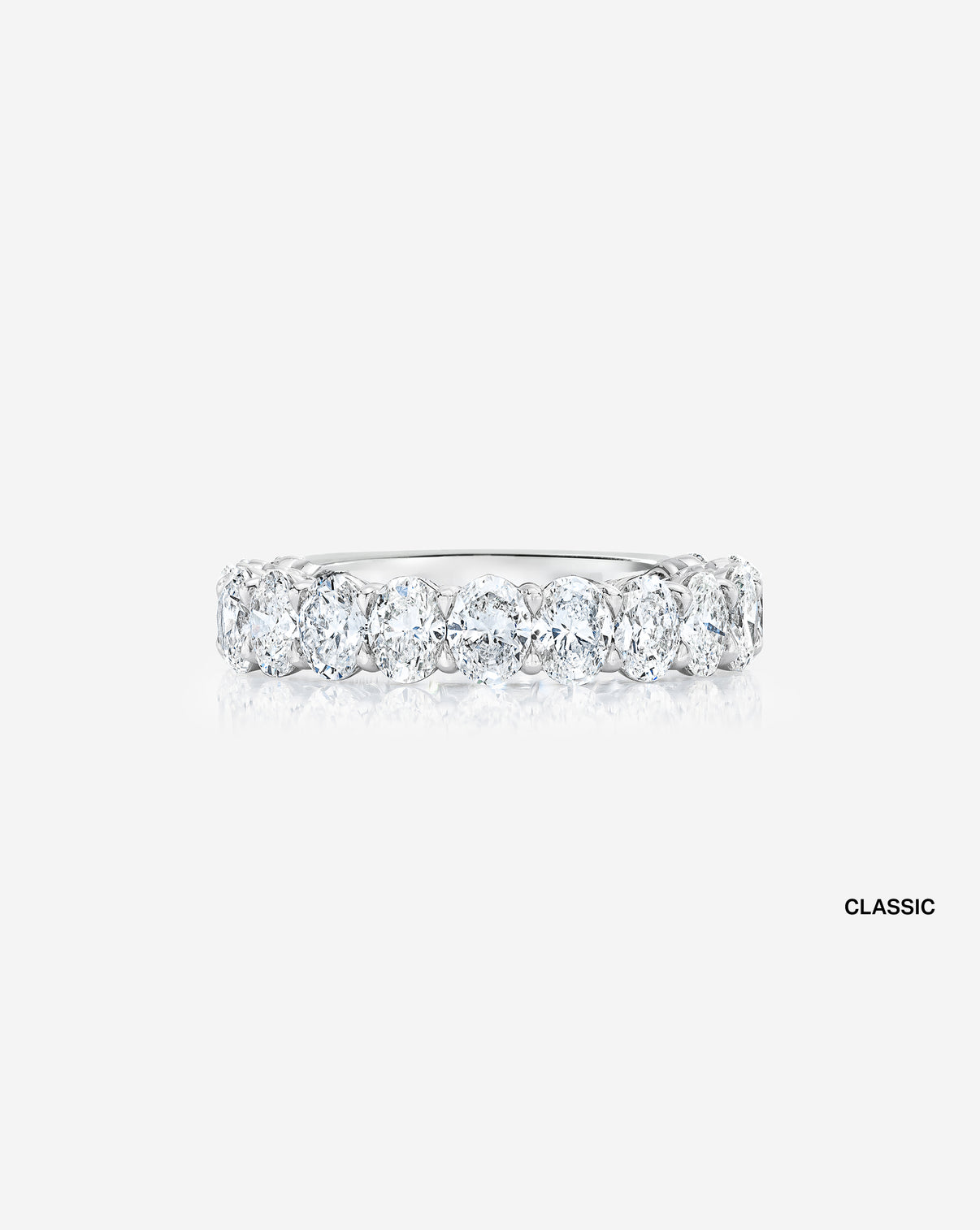 Bridal Wedding Bands Petite Oval Diamond 3/4 Band Platinum Classic