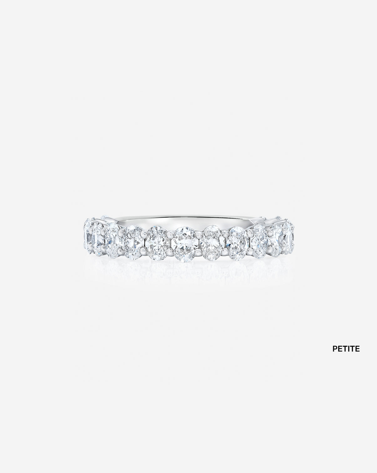 Bridal Wedding Bands Petite Oval Diamond 3/4 Band Platinum Petite