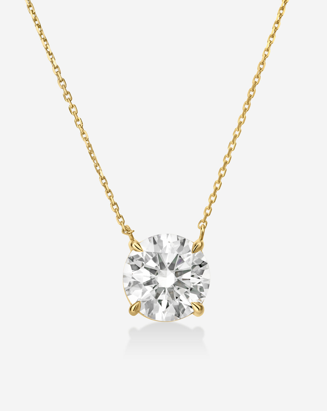 Lab Grown Round Diamond Necklace in Yellow Gold 3 Carat diamond