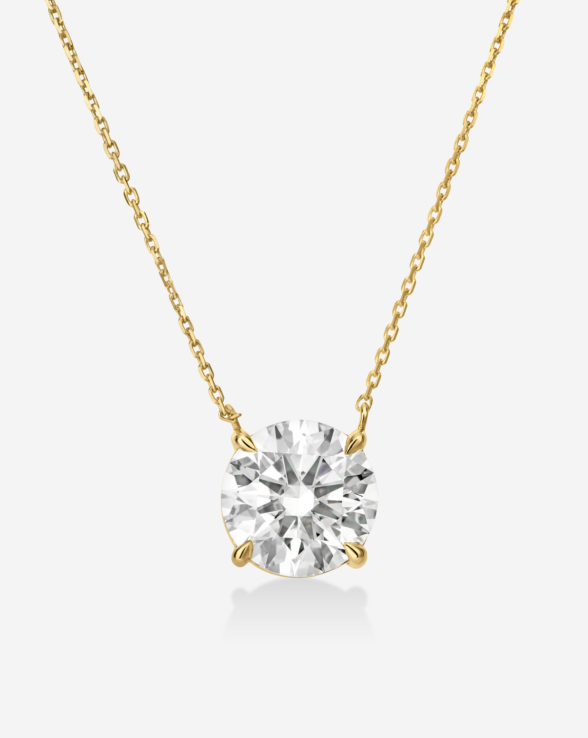 Lab Grown Round Diamond Necklace in Yellow Gold 3 Carat diamond