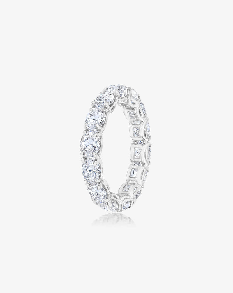 Bridal Wedding Bands Platinum / 3 Sideways Oval Eternity Band side angle