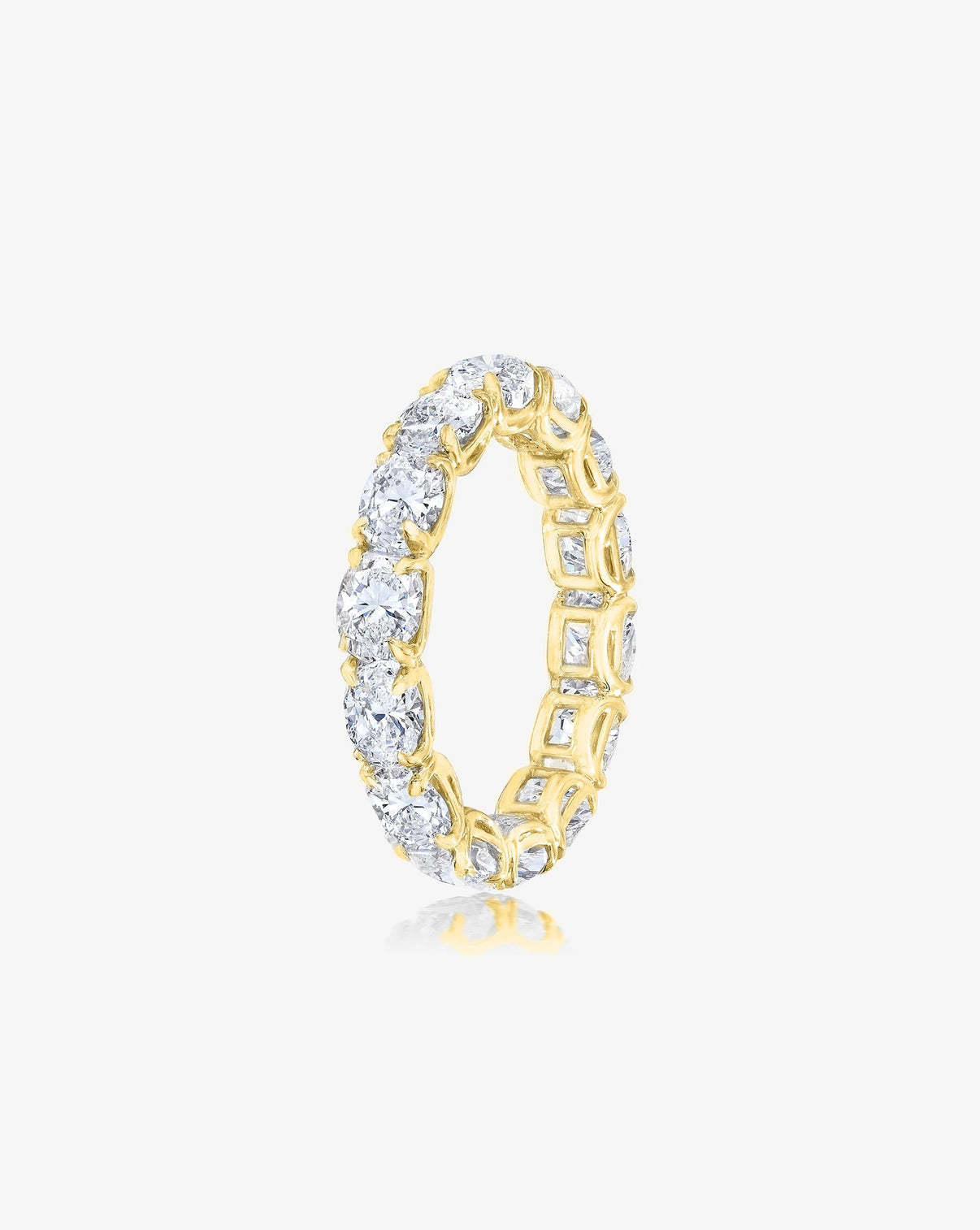 Bridal Wedding Bands 14k Yellow Gold / 3 Sideways Oval Eternity Band side angle