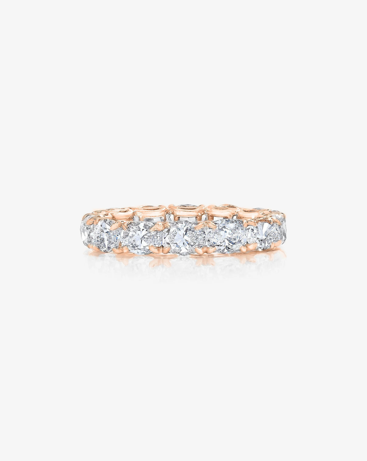Bridal Wedding Bands 14k Rose Gold / 3 Sideways Oval Eternity Band
